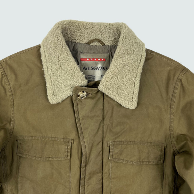Prada Lined Fur Multi-Pocket Jacket Large